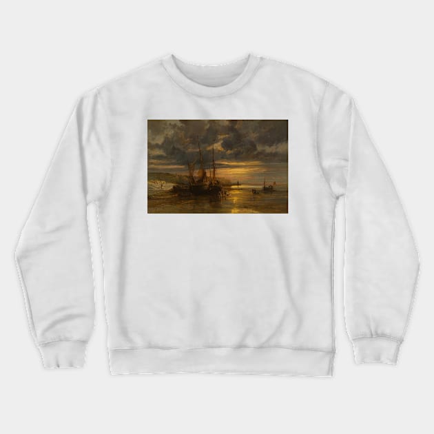 Beached Fishing Boats by Jules Achille Noel Crewneck Sweatshirt by Classic Art Stall